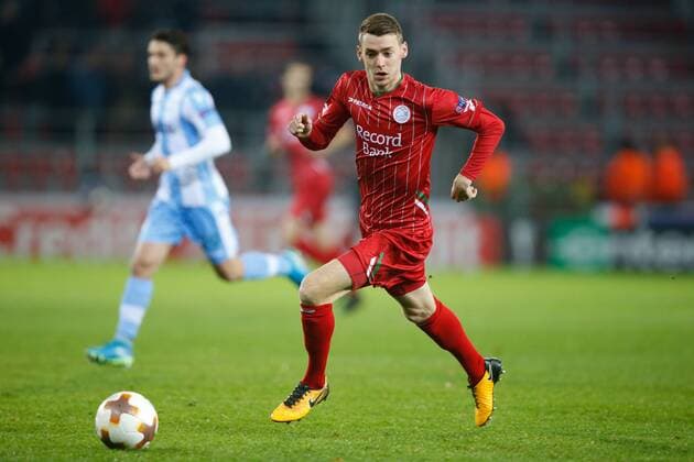 Essevee s Sander Coopman pictured in action during a soccer game between Belgian club SV Zulte Waregem and Italian club Societa Sportiva Lazio, the sixth and last match of the group stage (Group K) of the UEFA Europa League competition, Thursday 07 December 2017 in Waregem. BRUNOxFAHY  x05215149x