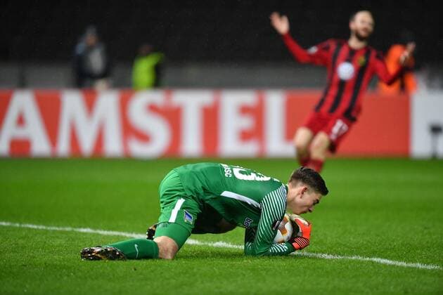 Jonathan Klinsmann Goalkeeper Hertha BSC scored the ball Hertha BSC Berlin Ostersunds FK Europa League Group Stage Rückspiel Soccer Soccer Soccer Men Men Maenner Germany Germany Berlin 7 12 2017 Olympiastadion