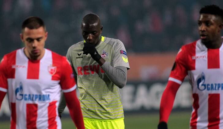 Fußball, EL, Roter Stern Belgrad - 1. FC Köln SOCCER - EL, Crvena Zvezda vs Kaln BELGRADE,SERBIA,07.DEC.17 - SOCCER - UEFA Europa League, FK Crvena Zvezda vs 1. FC Kaln. Image shows Sehrou Guirassy (Kaln). GEPAxpictures xAleksandarxDjorovic