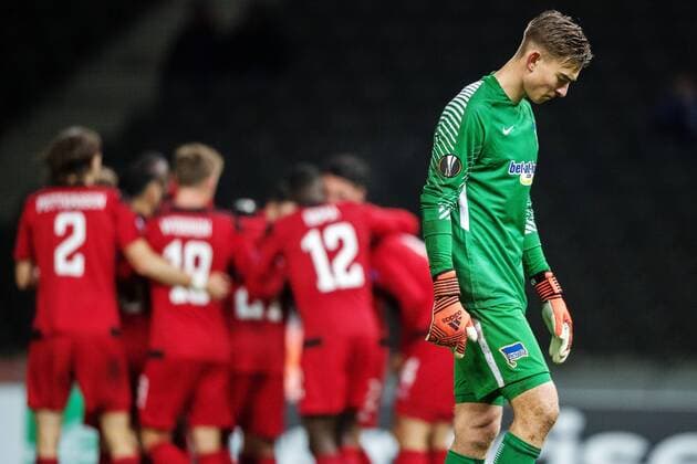 171207 Hertha Berlins malady Jonathan Klinsmann dies after Östersund Sotirios Papagiannopoulus did not picture 0 1 painted during the football match in the European League between Hertha Berlin and Östersund on December 7, 2017 in Berlin  Copyright: PETTERxARVIDSON BB171207PA075