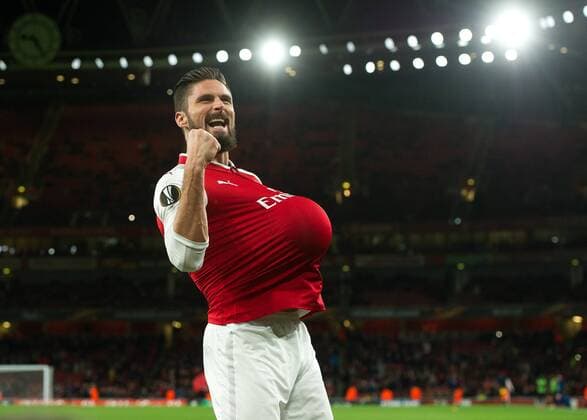 Bilder des Tages - SPORT Olivier Giroud of Arsenal celebrates scoring during the UEFA Europa League match between Arsenal and BATE at the Emirates Stadium, London, England on 7 December 2017. Copyright: xVincexMignottx 18120013