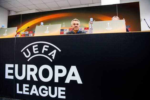 171207 Kare Ingebrigtsen head coach of Rosenborg during a short press conference with no questions after the European League match between FK Vardar and Rosenborg on December 7, 2017 in Skopje Photo Jon Olav Nesvold BILDBYR N Code JE 160096  Copyright: JONxOLAVxNESVOLD BB171207ZQ010