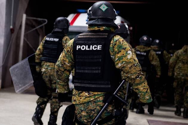 171207 Police after the Europa League match between FK Vardar and Rosenborg on December 7, 2017 in Skopje Photo Jon Olav Nesvold BILDBYR N Code JE 160096  Copyright: JONxOLAVxNESVOLD BB171207ZY008