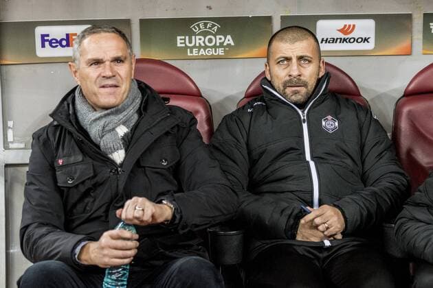 December 7, 2017: Pierluigi Tami - head coach (FC Lugano) Left and Walter Samuel - assistant coach (FC Lugano) Right during the UEFA Europa League 2017-2018, Group Stage, Groupe G game between FCSB Bucharest (ROU) and FC Lugano (CHE) at National Arena Stadium, Bucharest, Romania ROU.  Copyright: xCronos CatalinxSoarex cronoscs7122017115003