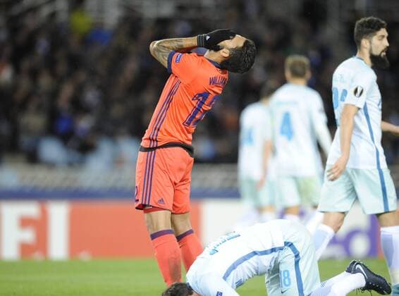 Partido de la Europa League entre la Real Sociedad y el Zenit. En la imagen, Willian José.Europa League match between Real Sociedad and Zenit. In this picture, Willian José. 