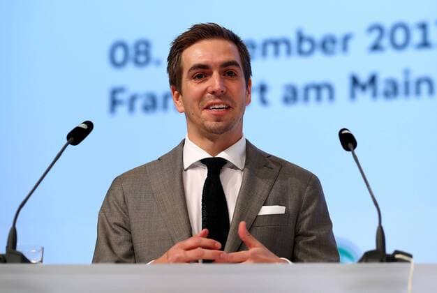 08 12 2017 xfux Football Extraordinary DFB Bundestag 2017 emspor vl Newly awared honorary captain of the german national team and german UEFA Euro 2024 campaign Ambassador Philipp Lahm talks to the audience during the Extraordinary DFB Bundestag at Messe Frankfurt on December 8 2017 in Frankfurt Germany Frankfurt am Main