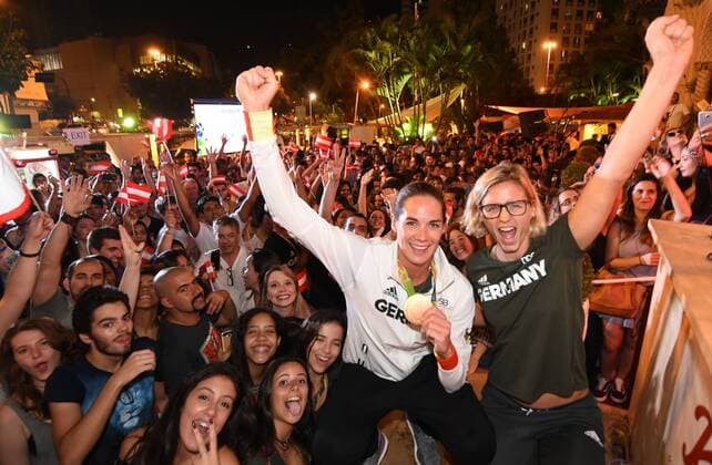 Gold Med Winners Beach Volleyball Kira Walkenhorst and Laura Ludwig D Party at the House Austria House Rio de Janeiro Brasil Brazil Botafogo No model release