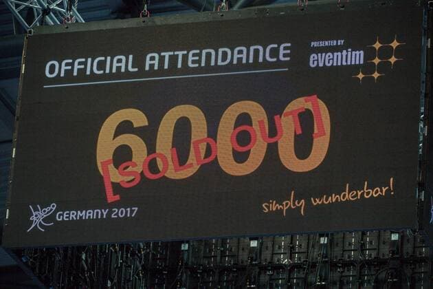 GER IHF WC 2017 Germany GER vs Netherlands NLD 08 12 2017 Arena Leipzig GER IHF WC 2017 Germany GER vs Netherlands NLD im Bild Scoreboard 6000 spectators sold out nordphotoxDostmann nph00325