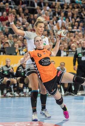 GER IHF WC 2017 Germany GER vs Netherlands NLD 08 12 2017 Arena Leipzig GER IHF WC 2017 Germany GER vs Netherlands NLD Pictured Laura van der Heijden 6 Netherlands Nadja Mansson 21 Germany Xenia Smits 11 Germany Angie Geschke 26 Germany nordphotoxDostmann nph00325