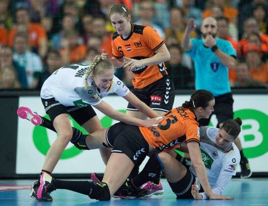 Nadja Mansson 21 GER Laura Van Der Heijden 6 NED Yvette Broch 13 NED Julia Behnke 13 GER Preliminary Round Group Match Netherlands Germany in Leipzig on 08 12 2017 Handball 23 Women Handball World Cup in Germany 2017