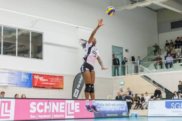 Erika Mercado Chavez Black White Erfurt 7 indicating Volleyball 1 Bundesliga Women Black White Erfurt VfB 91 Suhl Lotto Thuringia xprx