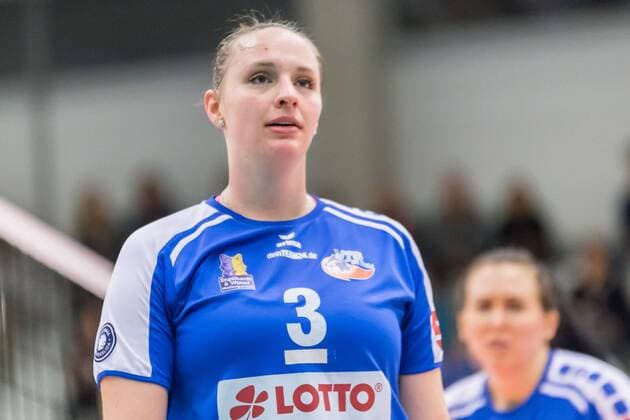 Tereza Patockova VfB Suhl 3 Portrait single image Volleyball 1 Bundesliga Women Black White Erfurt VfB 91 Suhl Lotto Thuringia xprx