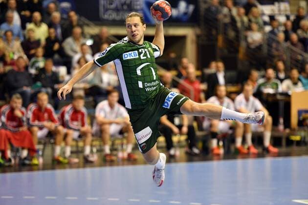 Matthias Zachrisson Foxes at throw Füchse Berlin MT Melsungen 1 Bundesliga DKB Handball League 2017 2018 Men Men Men Handball Germany Germany Max Schmeling Halle Berlin 10 12 2017