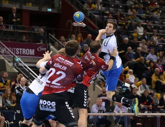 Ludwigsburg Handball 2 Bundesliga SG BBM Bietigheim vs VfL Lübeck Schwartau v Jan Schult Lübeck Felix König BBM