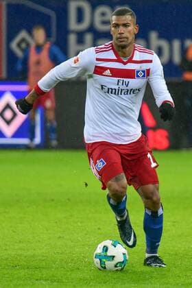 Germany Hamburg Volkspark Stadion Soccer 1 Bundesliga Season 2017 2018 Hamburger SV VFL Wolfsburg Walace HSV on the ball