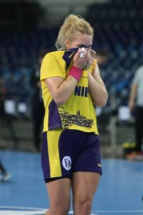 Romania Czech Republic Handball Women World Cup Leipzig 11 12 2017 Arena Leipzig World Cup 2017 Handball Women Round of 16 Romania ROU vs Czech Republic CZE 27 28 17 14 Pictured Crina Elena PINTEA 21 Romania disappointed after the defeat