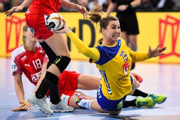 171212 Swedens Anna Lagerquist in the quarterfinals between Sweden and Denmark during the World Cups World Cup on December 12, 2017 in Leipzig  Copyright: CARLxSANDIN BB171212CS036