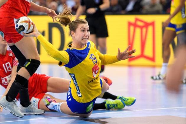 171212 Swedens Anna Lagerquist in the quarterfinals between Sweden and Denmark during the World Cups World Cup on December 12, 2017 in Leipzig  Copyright: CARLxSANDIN BB171212CS089