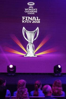 Fußball, CL, Finale-Logo wird in Kiew präsentiert December 12, 2017 - Kiev, Ukraine - The logo of the 2018 Women s Champions League final soccer match is pictured during presentation in Kiev, Ukraine, 12 December, 2017. The UEFA Champions League final will be played at the Olimpiyskiy stadium on 26 May 2018 in Kiev. Presentation of the logo of the 2018 UEFA Champions League final  - ZUMAn230 20171212_zaa_n230_192 Copyright: xStrx