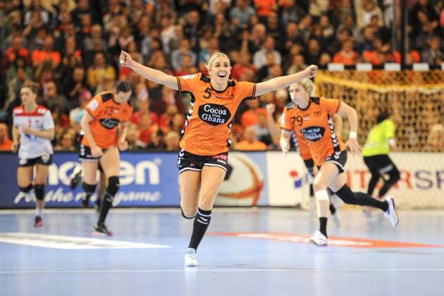 Jessy Kramer No 5 Netherlands rejoices Netherlands vs Norway Handball World Cup Semi-final 15 12 17 Hamburg Hamburg Germany Barclaycard Arena Copyright: xAgentur54Gradx xThomasxSobczakx