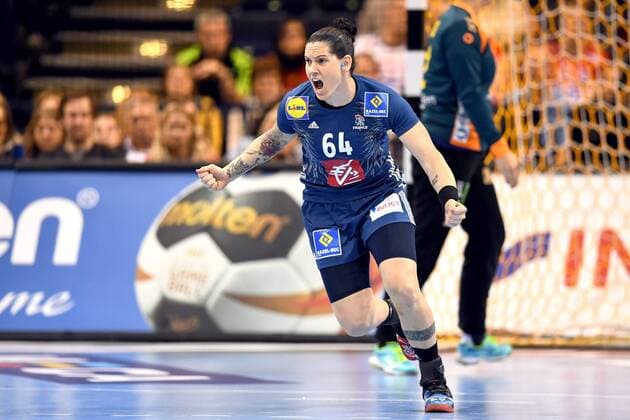 171215 Frances Alexandra Lacrabere celebrates the semi-finals between Sweden and France during the World Cups World Cup on December 15, 2017 in Hamburg  Copyright: CARLxSANDIN BB171215CS085