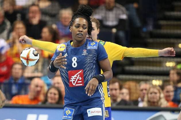 Sweden France 23 IHF Handball Womens World Cup Hamburg 15 12 17 Hamburg 15 12 17 Sport Handball 23 IHF Handball Womens World Cup Semifinals Sweden France Laurisa Landre France 08 xmmkx