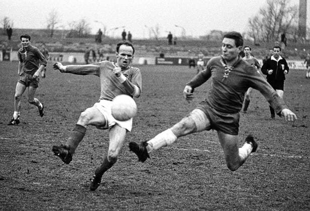 From Reg League North Season 1966 67 VfL Wolfsburg VfB Luebeck 1 0 at 12 02 1967 VfL player is Manfred Wuttich re