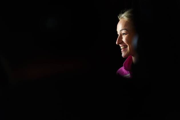 171216 Stine Bredal Oftedal is interviewed at a press meeting with the Norwegian team during the World Cup World Cup on December 16, 2017 in Hamburg  Copyright: CARLxSANDIN BB171216CS008