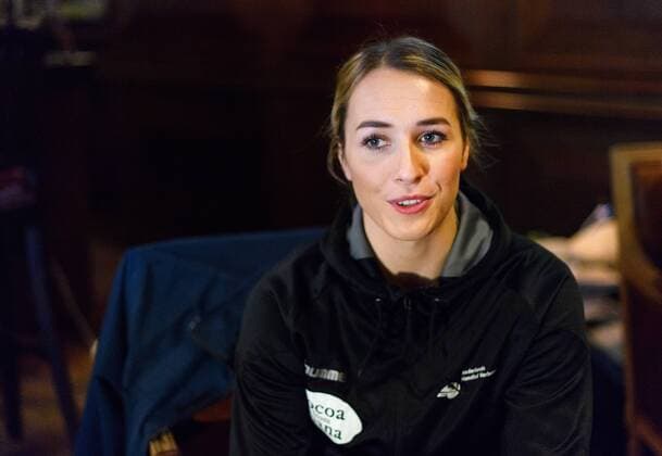171216 Lois Abbingh is interviewed at a press meeting with the Dutch launch during the World Cup World Cup on December 16, 2017 in Hamburg  Copyright: CARLxSANDIN BB171216CS029