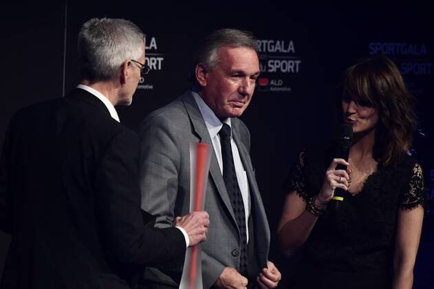 Athletics coach Roger Lespagnard winner of the coach of the year, pictured during the gala evening for the man and woman of the year 2017 awards, Saturday 16 December 2017, in Brussels. ERICxLALMAND  x05234582x
