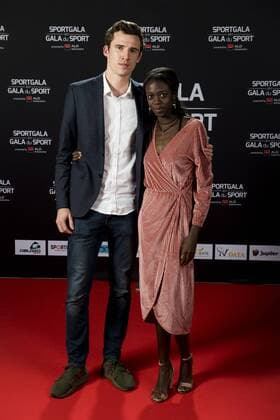 Belgian Imana Truyers and boyfroend Gilles Den Haese pictured during the gala evening for the man and woman of the year 2017 awards, Saturday 16 December 2017, in Brussels. JASPERxJACOBS  x05234619x