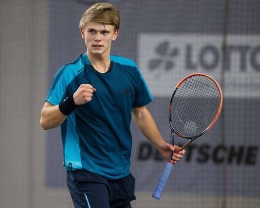 MARVIN MOELLER MAKES THE FIST AND JUBELT JUBEL EMOTION JOY Tennis German Championships 2017 German Championship Biberach an der Riss Baden Wuerttemberg Germany 16 December 2017 Â Copyright: xJuergenxHasenkopfx