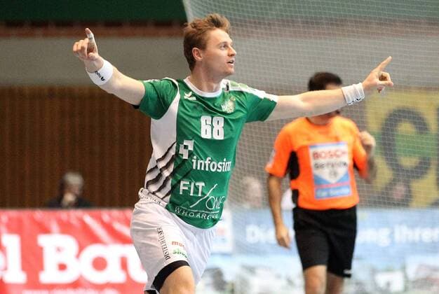v left Julian Sauer DJK Rimpar Wölfe cheers DKB 2 Handball Bundesliga DJK Rimpar Wolves VfL Eintracht Hagen xfskrx