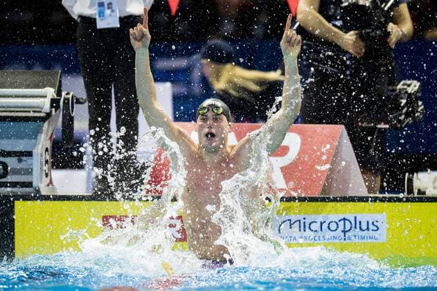 Schwimmen, Kurzbahn-EM in Kopenhagen, 50m Rücken Herren SABBIONI Simone ITA Gold Medal MEN - 50 M BACKSTROKE - FINAL Copenhagen 17-12-2017 Royal Arena LEN European Short Course Swimming Championships - Campionati Europei nuoto vasca corta Foto Â© Giorgio Scala Deepbluemedia GiorgioxScala