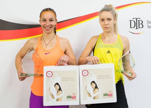L R Winner TAMARA KORPATSCH and Finalist KATHARINA HOBGARSKI Tennis German Championships 2017 German Championship Biberach an der Riss Baden Wuerttemberg Germany 17 December 2017 Â Copyright: xJuergenxHasenkopfx
