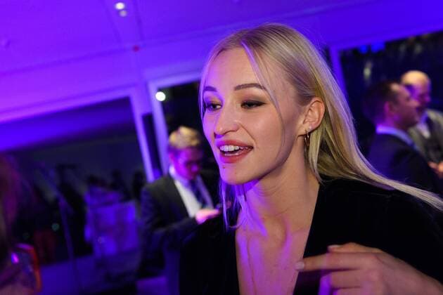 171217 Stine Bredal Oftedal is interviewed at the Norwegian party after the final of the World Cup World Cup on 17 December 2017 in Hamburg  Copyright: CARLxSANDIN BB171217CS236