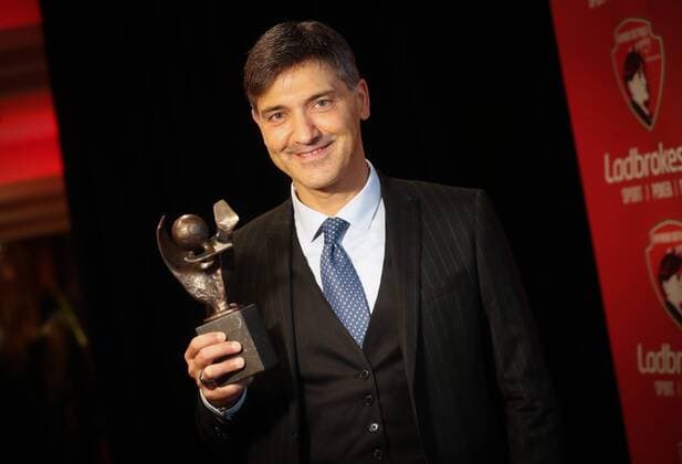 Charleroi s head coach Felice Mazzu poses for the photographer at the seventh edition of the Raymond Goethals award, for the coach who was the closest to Raymond Goethals, Monday 18 December 2017, in Genval. VIRGINIExLEFOUR  x05256501x