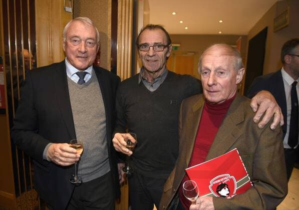 GENVAL, BELGIUM - DECEMBER 18 : Paul Van Himst and Christian Piot with Leon Semmeling FOOTBALL : Ceremonie remise du trophee Raymond Goethals - Charleroi - 17 12 2017 PhotoNews Panoramic 