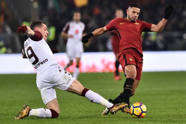 Fußball, Coppa Italia, AS Rom - FC Turin Roma 20-12-2017 Olimpic Stadium Roma Torino Tim Cup Nella Foto Andrea Belotti And Bruno Peres Photo Fotografo01  Copyright: xFotografo01x xIPAx xFotografo01x