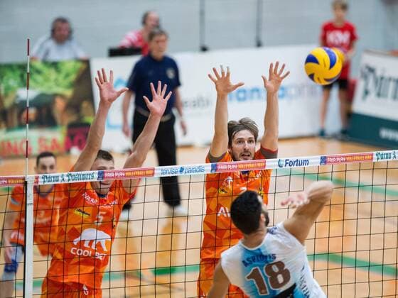 Tallinn. Estonia, 20.12.2017 Volleyball CEV Challenge Cup Pärnu (orange shirts) vs. Pafose Pafiakos 3:0 Tallinn Harjumaa Estonia  Copyright: xTairoxLutterx