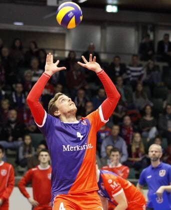 Germany Rüsselsheim am Main 21 12 2017 volleyball Hesse European CEV Cup men s season 2017 2018 United volleys Rheinmain blue Montpellier volleyball UC ws v l Patrick Steuerwald United volleys 4 sport United volleys Rheinmain Montpellier volleyball UC