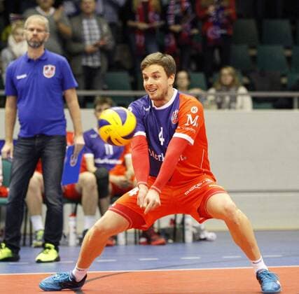 Germany Rüsselsheim am Main 21 12 2017 volleyball Hesse European CEV Cup men s season 2017 2018 United volleys Rheinmain blue Montpellier volleyball UC ws v l Patrick Steuerwald United volleys 4 sport United volleys Rheinmain Montpellier volleyball UC