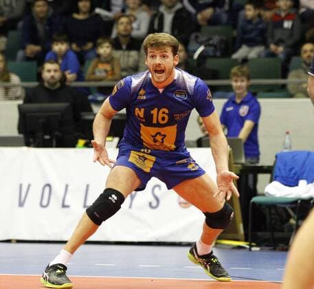 Germany Rüsselsheim am Main 21 12 2017 volleyball Hesse European CEV Cup men s season 2017 2018 United volleys Rheinmain blue Montpellier volleyball UC ws v l Ludovic Düe of Montpellier Nr 16 sports United volleys Rheinmain Montpellier volleyball UC