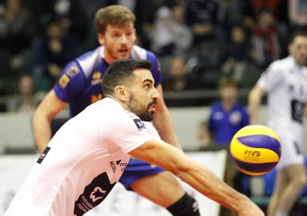 Germany Rüsselsheim am Main 21 12 2017 volleyball Hesse European CEV Cup men s season 2017 2018 United volleys Rheinmain blue Montpellier volleyball UC ws v l Gustavo Delgado Montpellier Nr 7 sports United volleys Rheinmain Montpellier volleyball UC