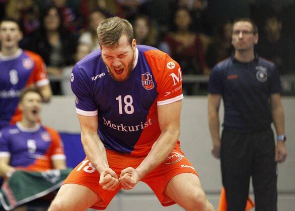 Germany Rüsselsheim am Main 21 12 2017 volleyball Hesse European CEV Cup men s season 2017 2018 United volleys Rheinmain blue Montpellier volleyball UC ws v l Lincoln Alexander Williams United volleys 18 sports United volleys Rheinmain Montpellier volleyball UC