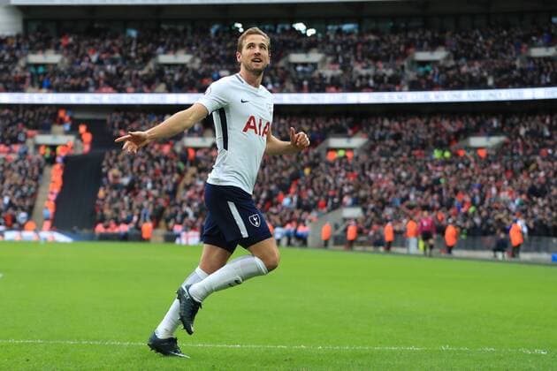 26th December 2017, Wembley Stadium, London England; EPL Premier League football, Tottenham Hotspur versus Southampton; Harry Kane of Tottenham Hotspur celebrates as he scores a hat-trick making it 5-1  ActionPlus11965111