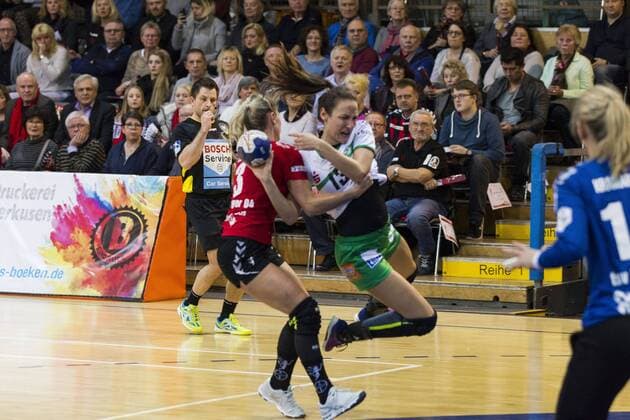 Handball Bundesliga TSV Bayer 04 Leverkusen vs TPSG FA Goppingen 20 24 handball Bundesliga TSV Bayer 04 Leverkusen vs TPSG FA Göppingen 20 24 on 27 12 2017 Leverkusen Ostermann arena Germany photo Ralf Kabra Elf civilian Jurgutyte 3 RM IRIS Guberinic 13 LA xrkx