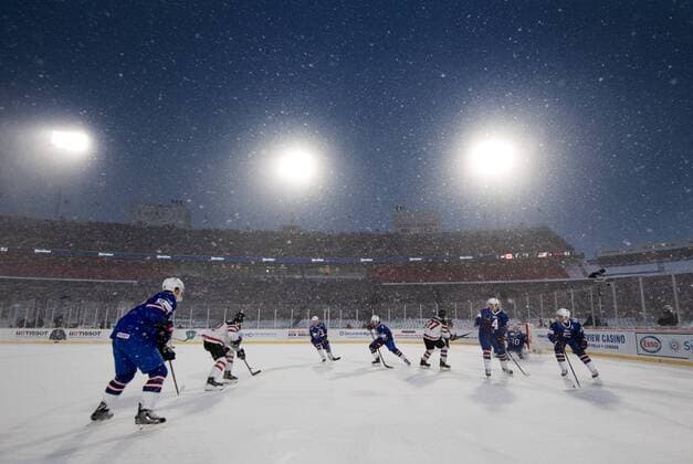 171229 General view of the Stadium New Era Field when a heavy snow fall during the ice hockey match in the JVM between Canada on 29 december 2017 in Buffalo  Copyright: JOELxMARKLUND BB171229JM063