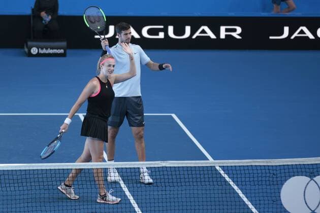 30th December 2017, Perth Arena, Perth, Australia; MasterCard Hopman Cup Tennis; Anastasia Pavlyuchenkova and Karen Khachanov of Team Russia wave to the crowd after Russia beat the USA in the mixed doubles 2-1  ActionPlus11966277