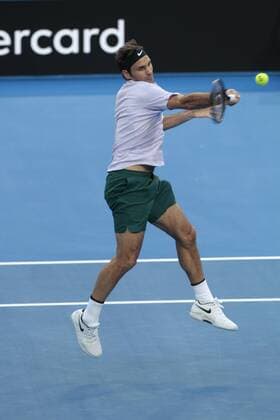 30th December 2017, Perth Arena, Perth, Australia; MasterCard Hopman Cup Tennis; Roger Federer of Team Switzerland plays a forehand shot against Yuchi Sugita of Team Japan Federer won 2-0  ActionPlus11966369